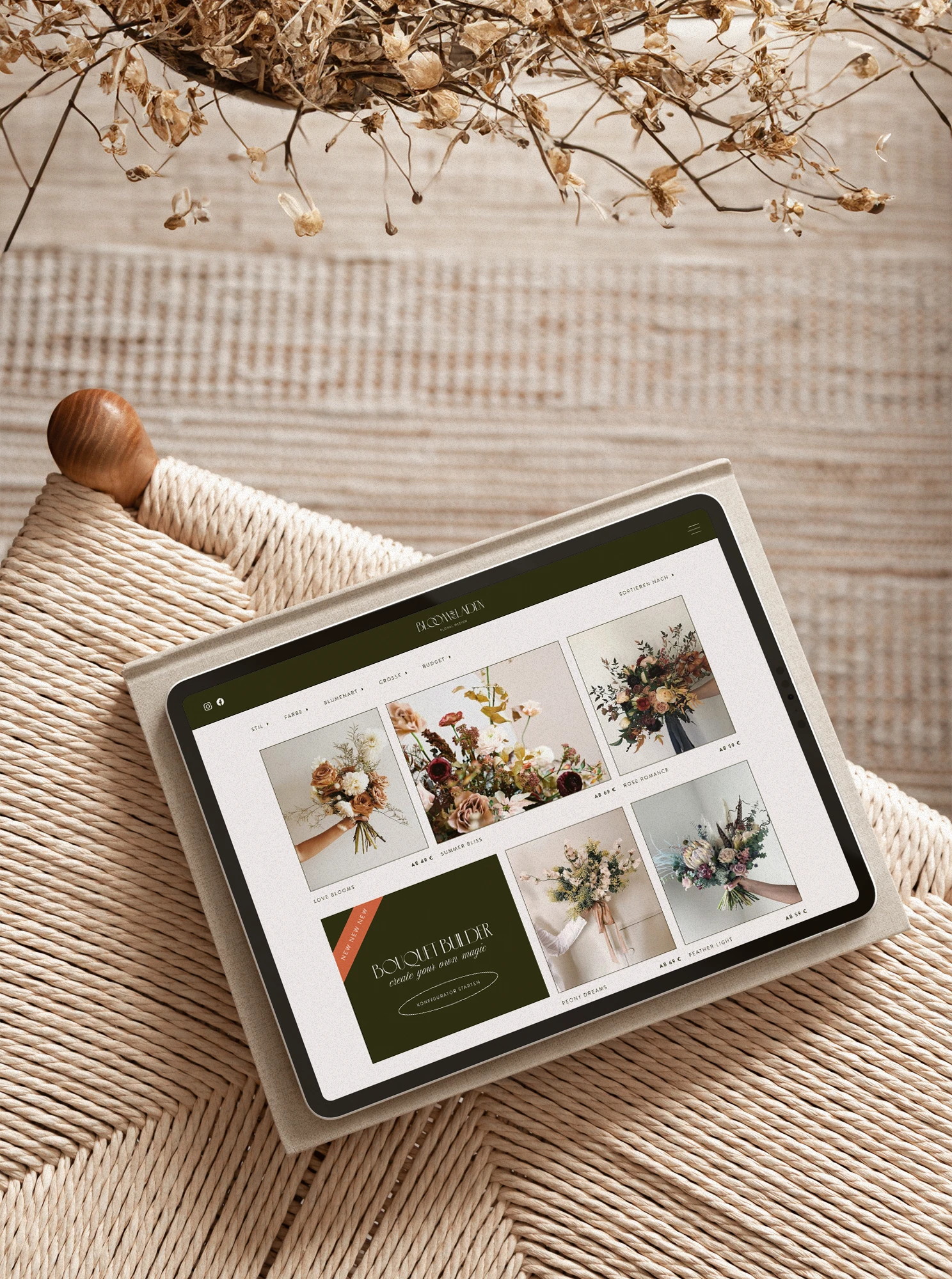 Tablet Ansicht von Floristen Webdesign
